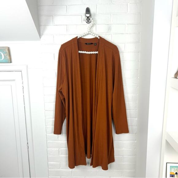 Iman Comfy Chic Ribbed Hacci Knit Duster Cardigan in Pumpkin Spice Size XL - Picture 1 of 10